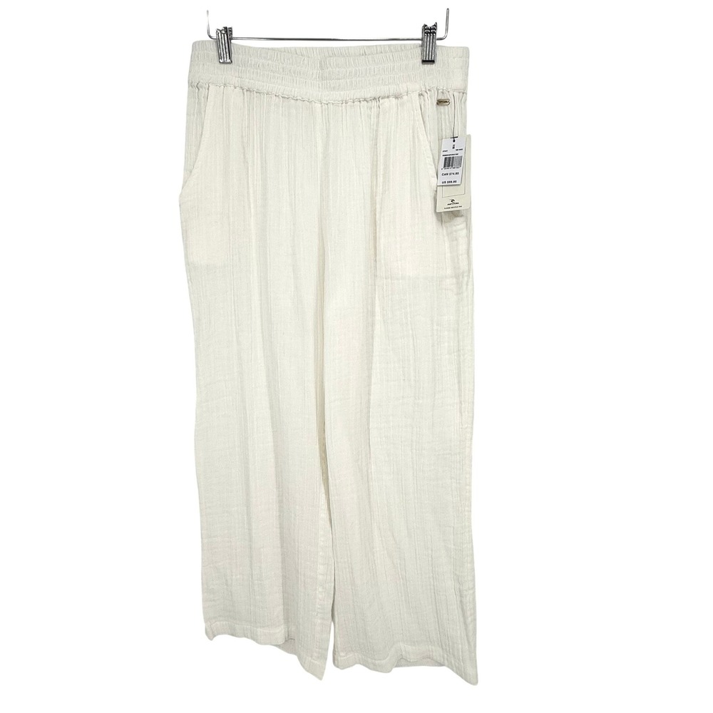 Rip Curl Premium Surf Beach Pants Womens M White NEW Cotton‎ Gauze Wide Leg